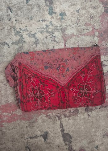 Bordo Nakışlı Bohem Kadın Portföy Çanta - Görsel 6