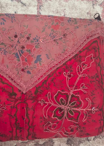 Bordo Nakışlı Bohem Kadın Portföy Çanta - Görsel 4