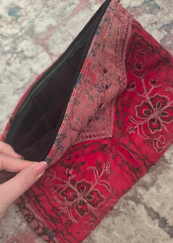 Bordo Nakışlı Bohem Kadın Portföy Çanta - Görsel 3