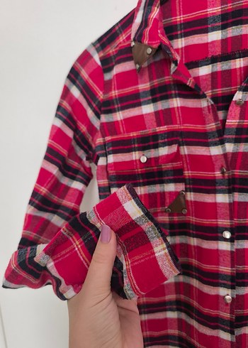 Renkli Ekose Kadın Gömlek - Görsel 4