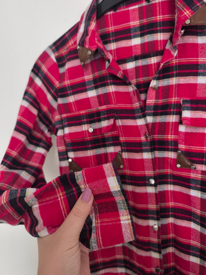 Renkli Ekose Kadın Gömlek - Görsel 5