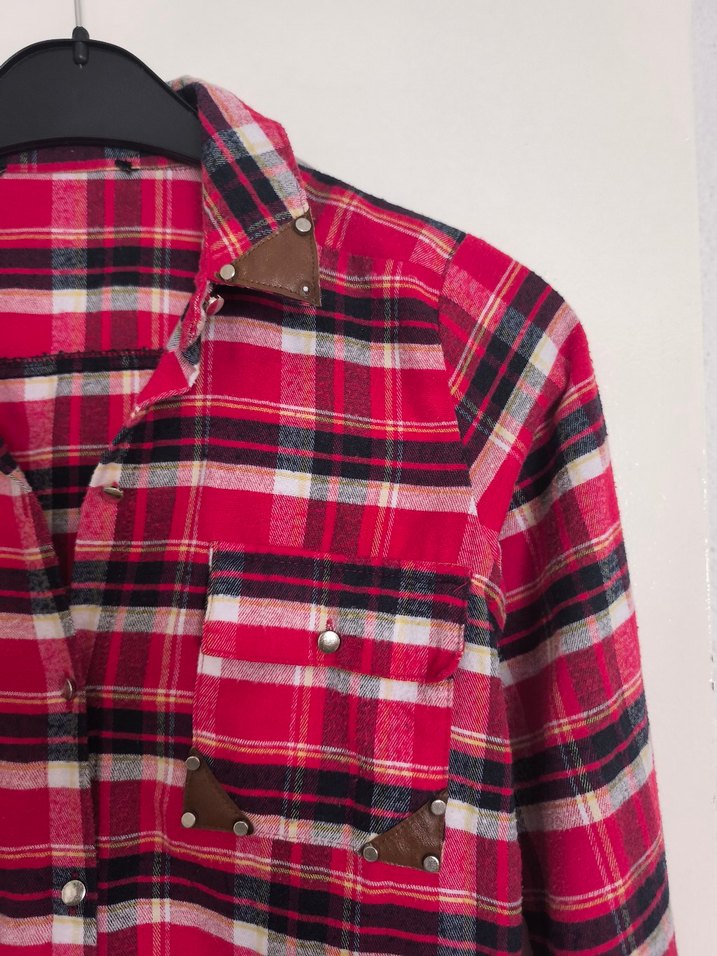 Renkli Ekose Kadın Gömlek - Görsel 2