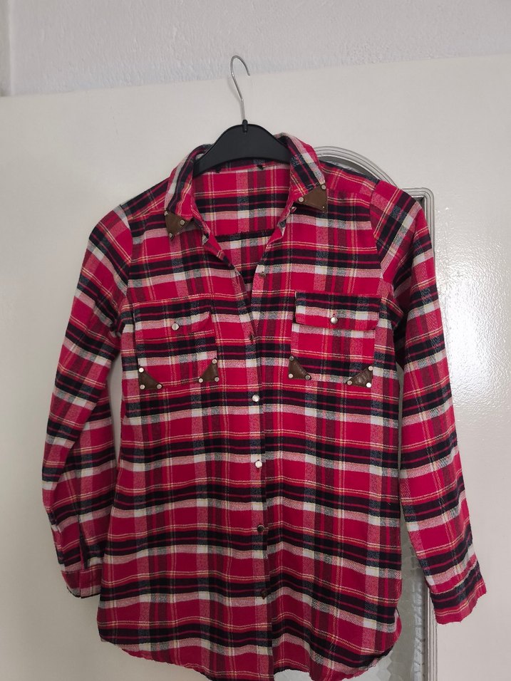 Renkli Ekose Kadın Gömlek - Görsel 3