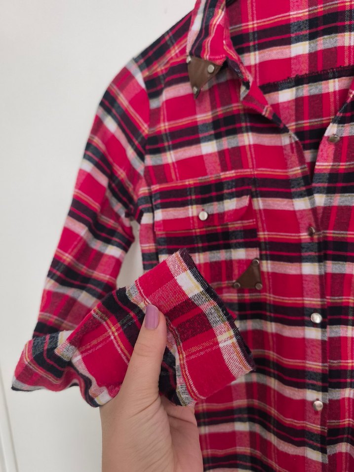 Renkli Ekose Kadın Gömlek - Görsel 4