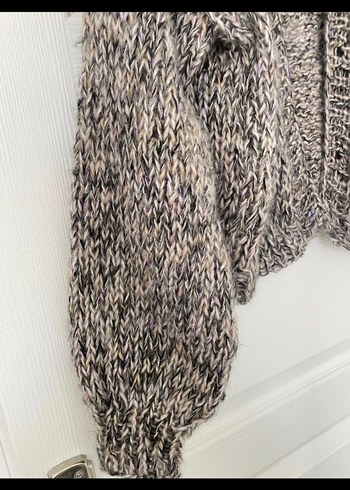 Gri Bohem Mini Örgü Kadın Hırka - Görsel 2