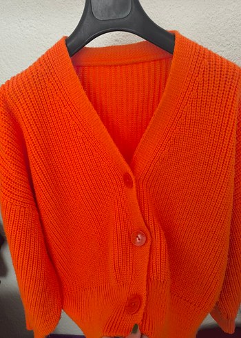 Turuncu Örgü Kadın Hırka - Görsel 4