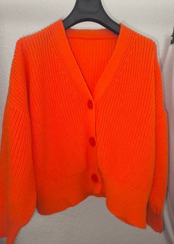 Turuncu Örgü Kadın Hırka - Görsel 2