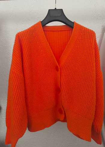 Turuncu Örgü Kadın Hırka - Görsel 5