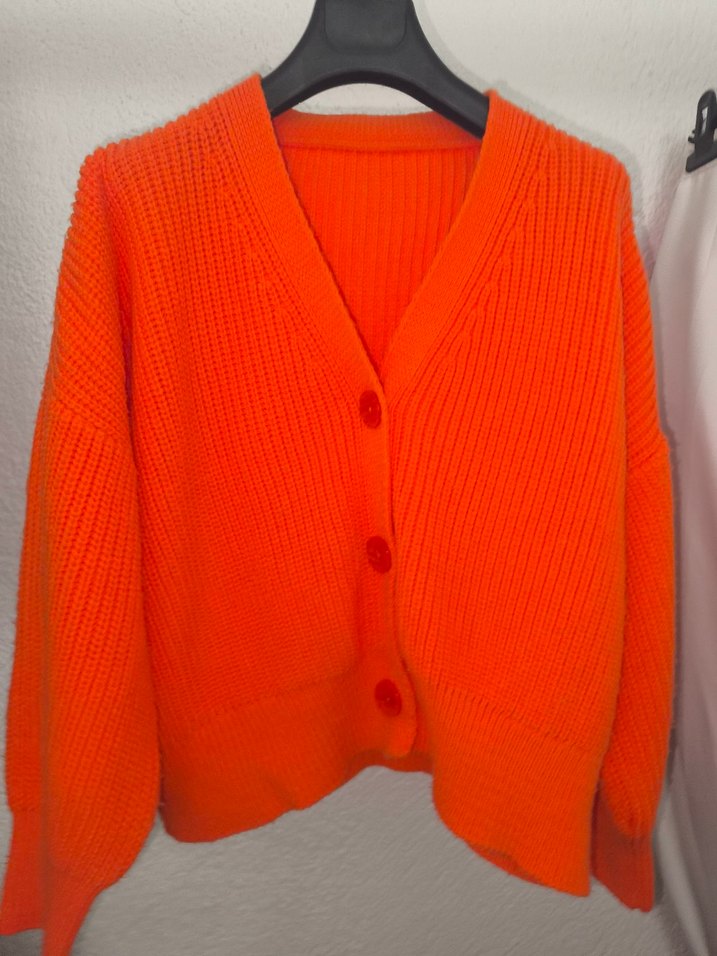 Turuncu Örgü Kadın Hırka - Görsel 2