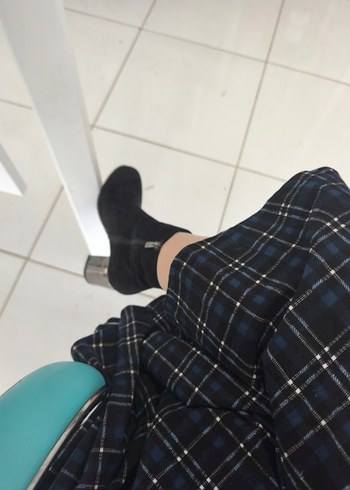 Mavi Kareli Rahat Midi Elbise - Görsel 3