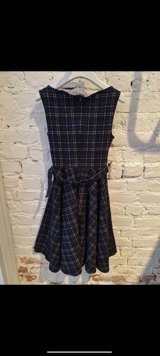 Mavi Kareli Rahat Midi Elbise - Görsel 2