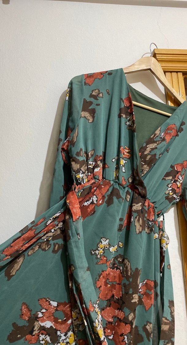 Bohem Çok Renkli Uzun Kolllu tesettür elbise - Görsel 3