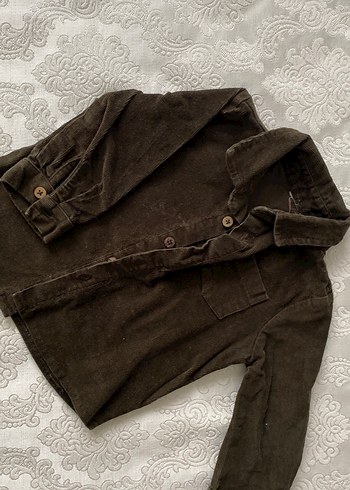 Erkek Çocuk Kahverengi Süet Uzun Kollu Gömlek - Görsel 2