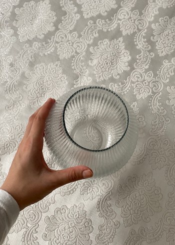 Beyaz çizgili şeffaf vazo - Görsel 2