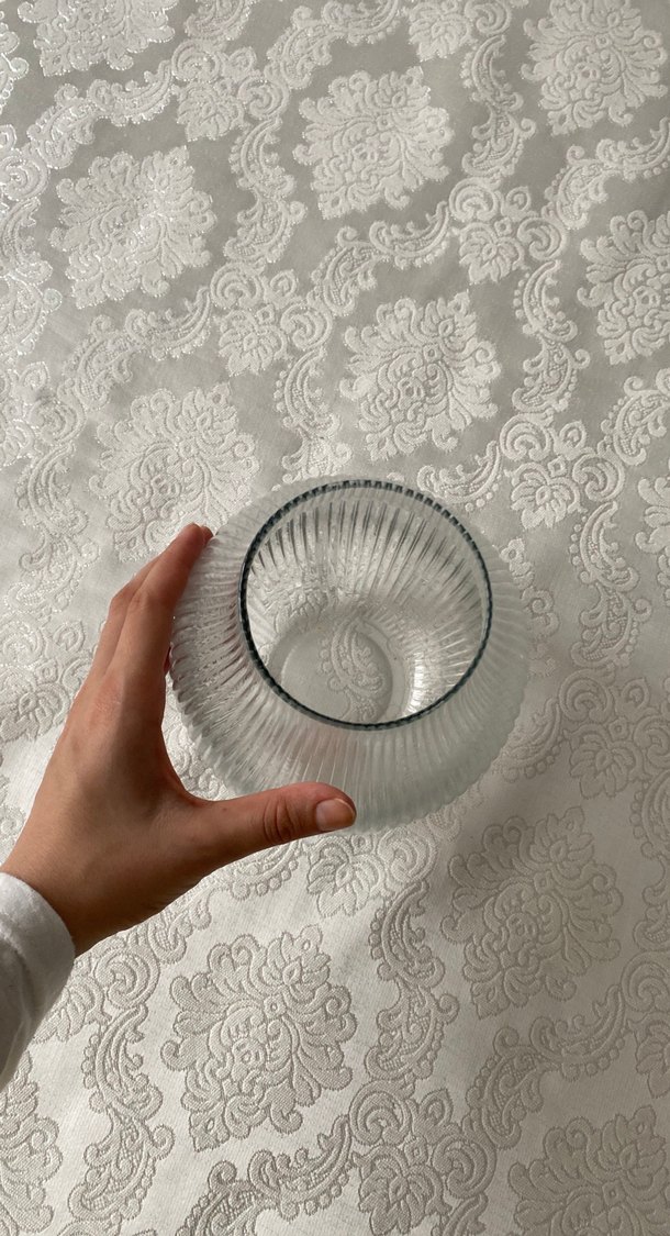 Beyaz çizgili şeffaf vazo - Görsel 2