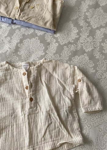 Erkek Çocuk Beyaz Keten Nakışlı Gömlek - Görsel 2