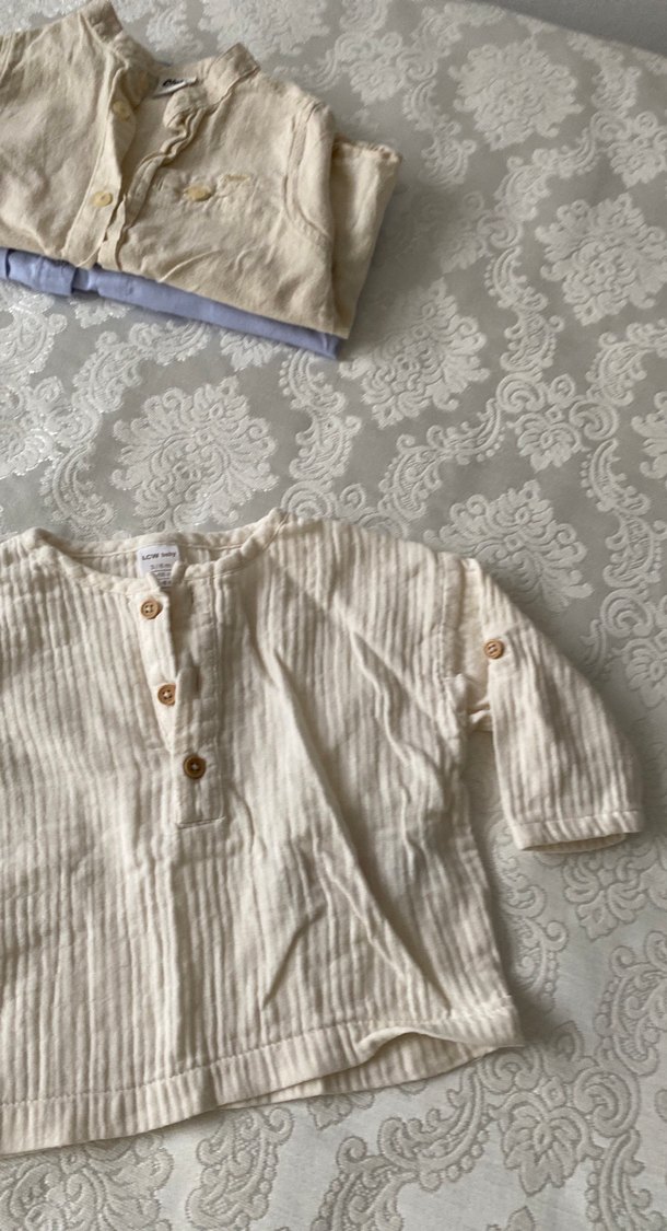 Erkek Çocuk Beyaz Keten Nakışlı Gömlek - Görsel 2