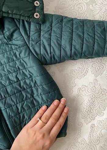 Kapüşonlu Erkek Çocuk Yeşil Fermuarlı Mont - Görsel 3