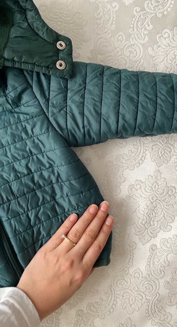 Kapüşonlu Erkek Çocuk Yeşil Fermuarlı Mont - Görsel 3