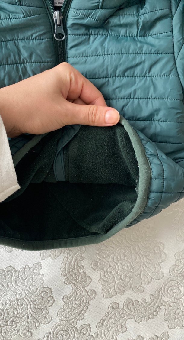 Kapüşonlu Erkek Çocuk Yeşil Fermuarlı Mont - Görsel 4