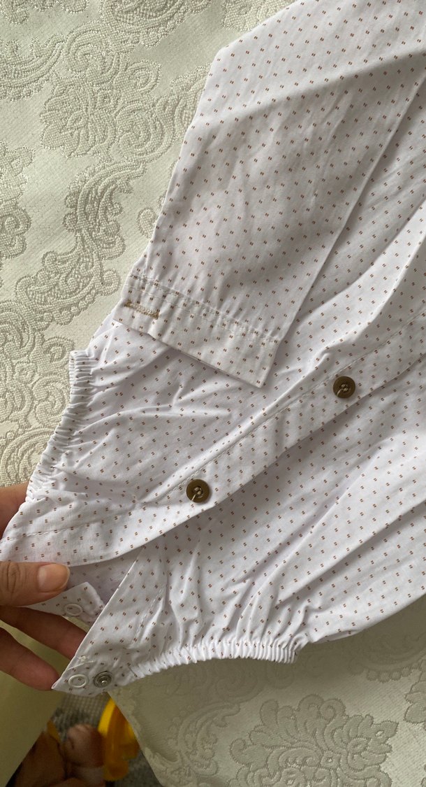 Beyaz Puantiyeli Kısa Kollu Erkek Gömlek - Görsel 3