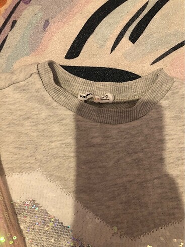 5 Yaş Beden gri Renk Koton çocuk pullu sweatshirt