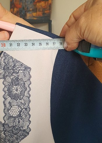 Mavi Pilili Midi  Elbise - Görsel 3