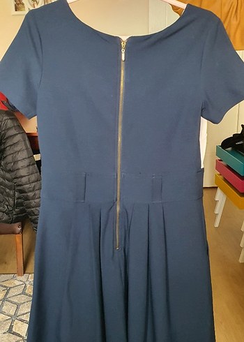 Mavi Pilili Midi  Elbise - Görsel 2