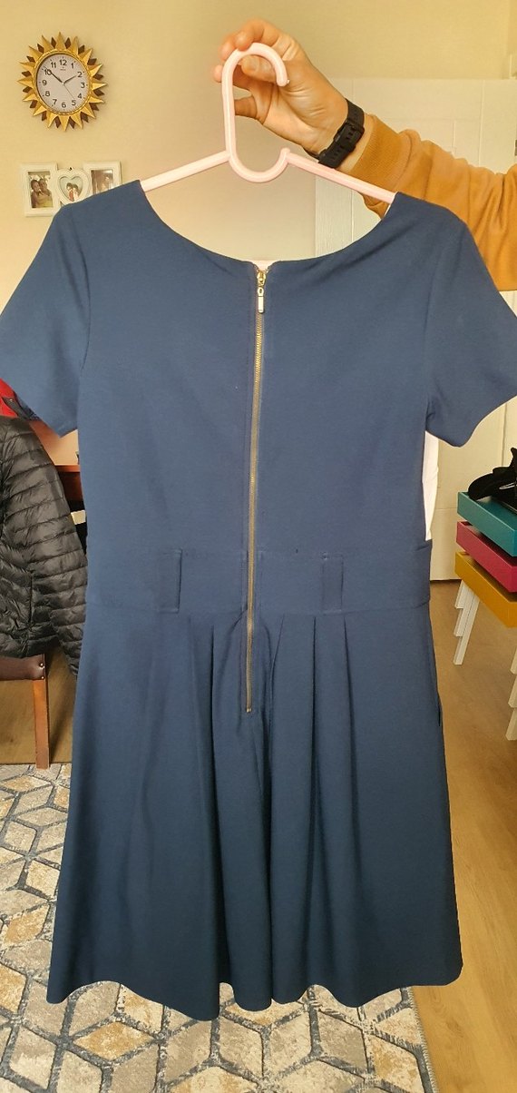 Mavi Pilili Midi  Elbise - Görsel 2