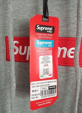 Supreme SUPREME gri melanj kapüşonlu sweatshirt