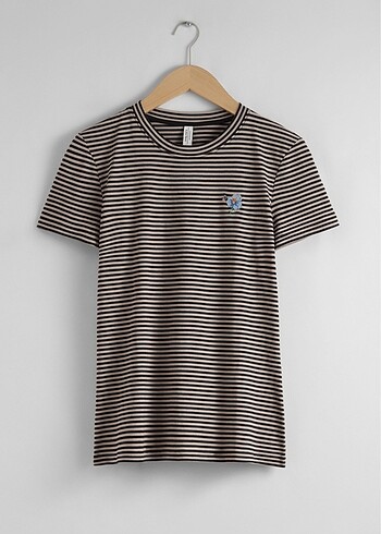 And Other Stories marka çiçek nakışlı çizgili t-shirt