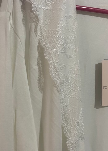 Uzun Kollu Beyaz Nakışlı Bohem Kadın Sabahlık ,lohusa takımı - Görsel 2