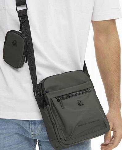  Beden haki Renk Benetton unisex çapraz çanta