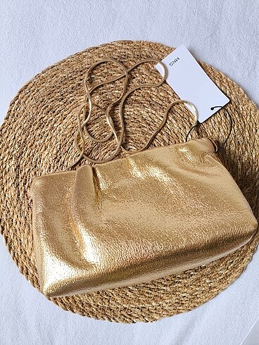 Beden altın Renk OrjMango gold zincir askılı abiye çanta