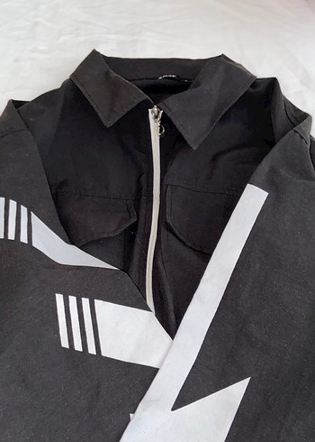 Siyah Fermuarlı Kadın gömlek ceket - Görsel 2