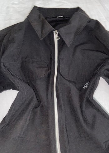 Siyah Fermuarlı Kadın gömlek ceket - Görsel 3