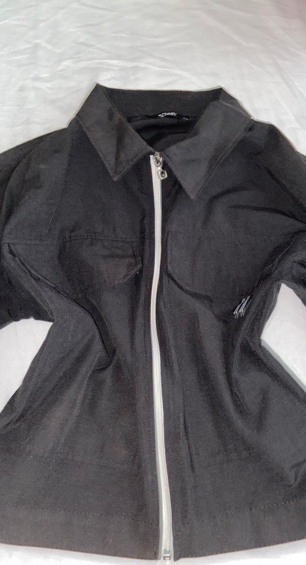 Siyah Fermuarlı Kadın gömlek ceket - Görsel 3