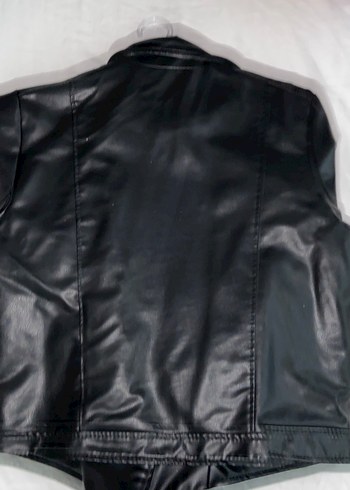 Kadın Siyah Deri Biker Ceket - Görsel 3