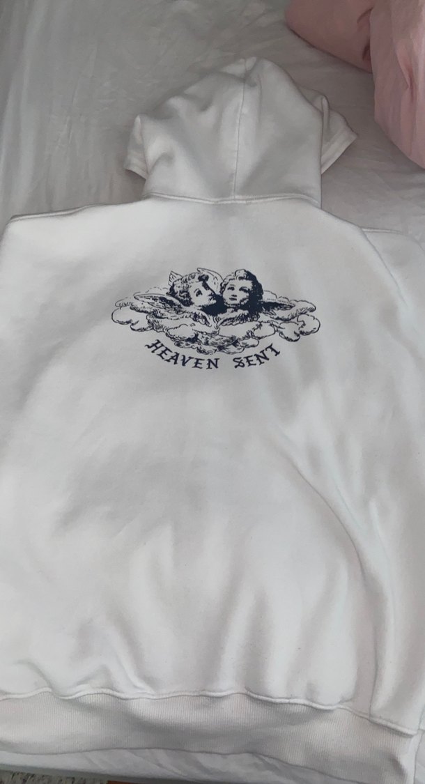 Kapüşonlu Fermuarlı beyaz kadın sweatshirt - Görsel 2