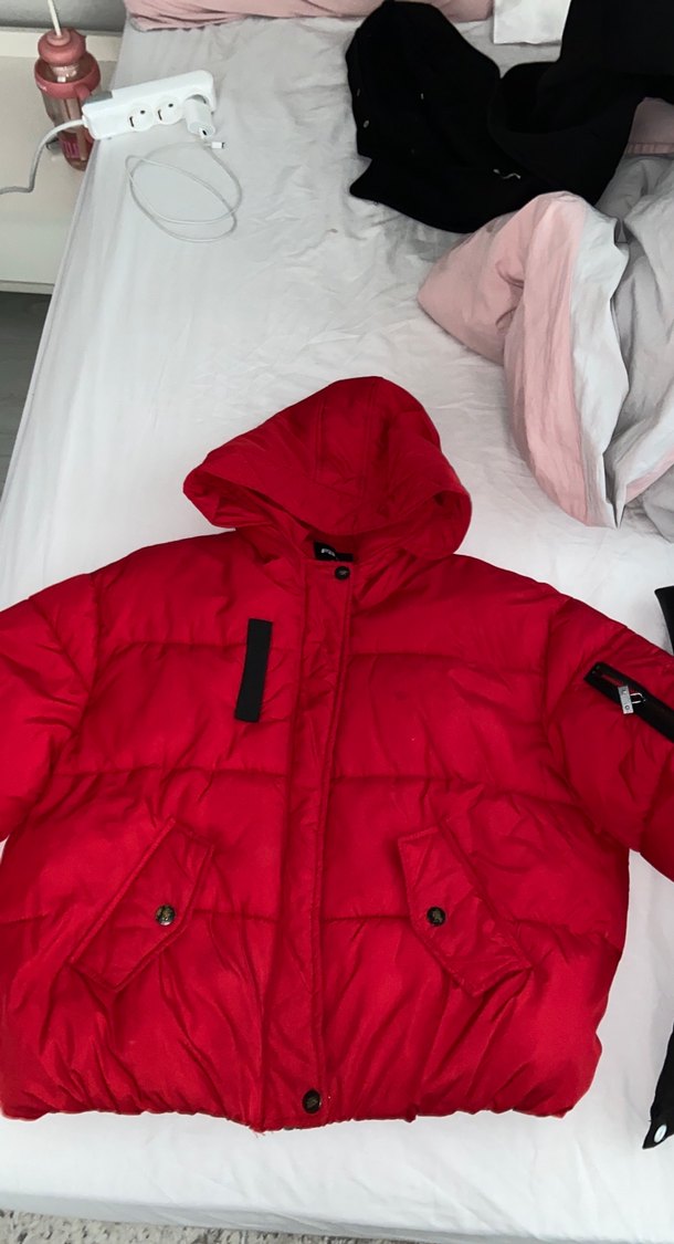 Kırmızı Fermuarlı Kadın/erkek Kışlık Mont - Görsel 2