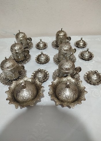 Osmanlı Bakır Desen Kahve Seti