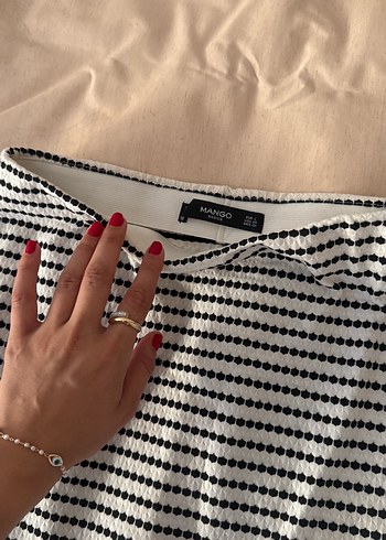 Gri Çizgili Pilili Midi Kalem Etek - Görsel 3