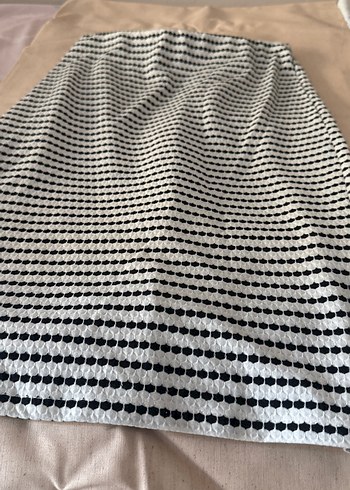 Gri Çizgili Pilili Midi Kalem Etek - Görsel 2