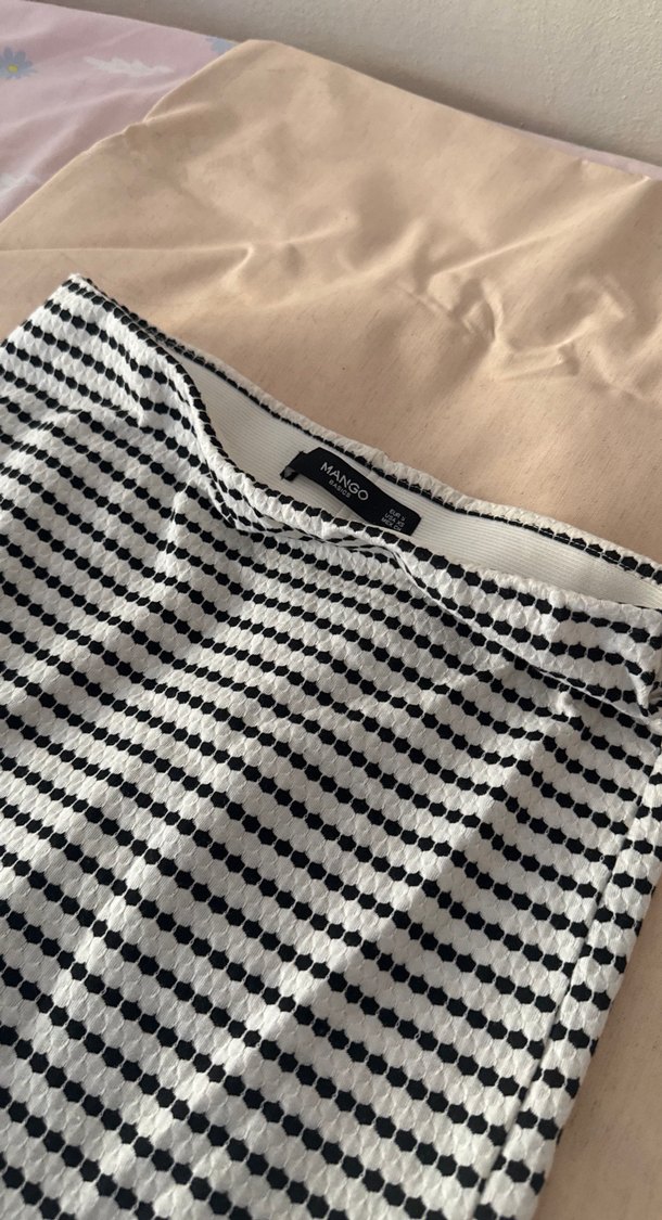 Gri Çizgili Pilili Midi Kalem Etek - Görsel 5