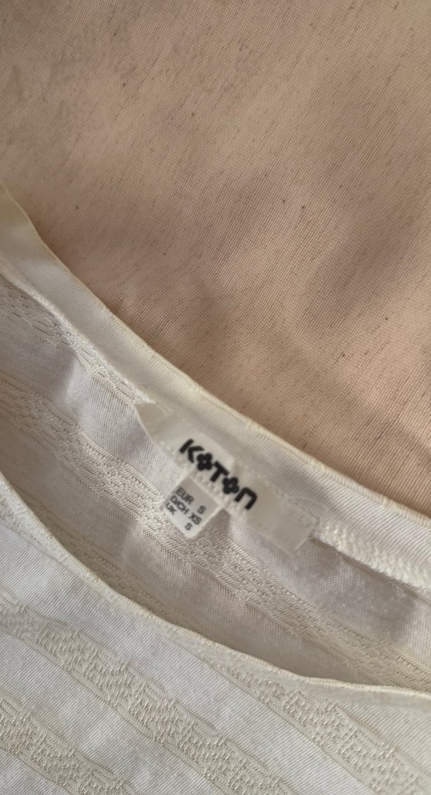 Kadın Beyaz Kısa Kollu Keten Tişört - Görsel 4