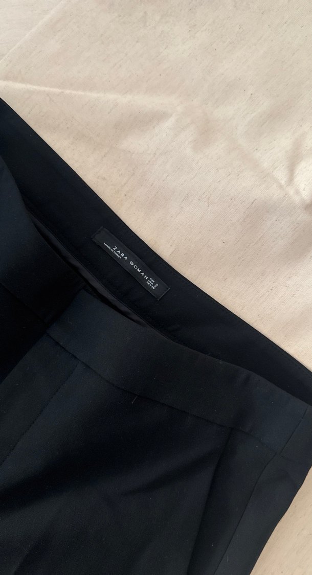 Siyah Kadın Kumaş Pantolon Midi Boy - Görsel 2