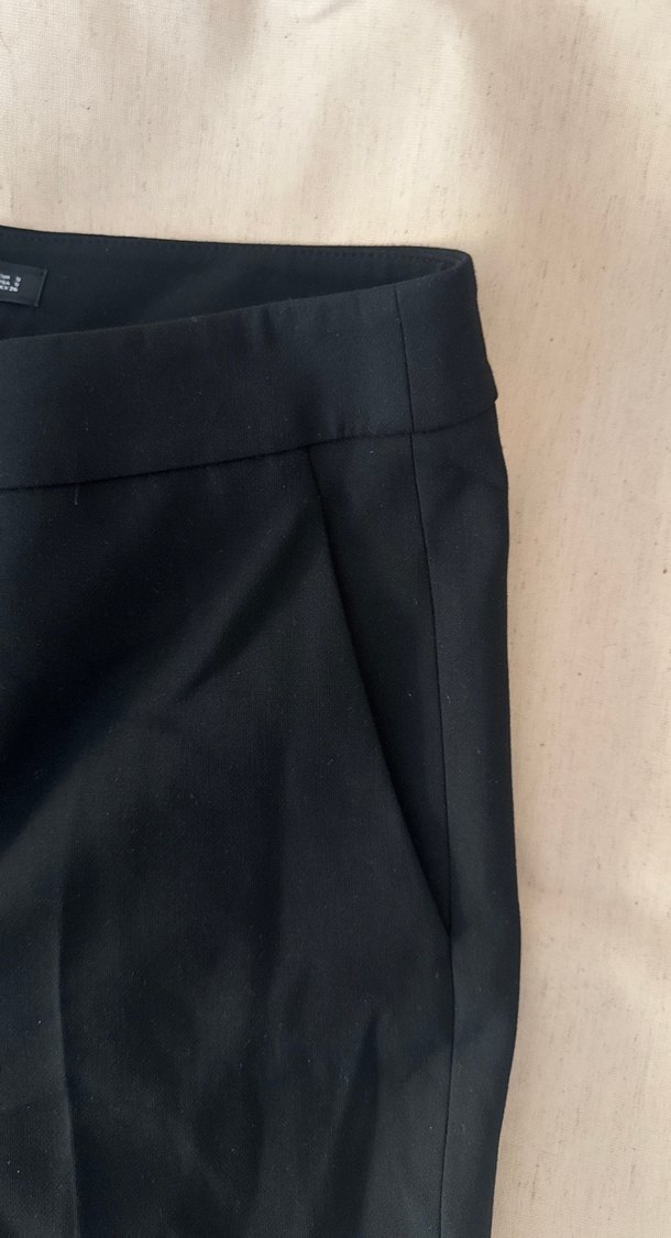 Siyah Kadın Kumaş Pantolon Midi Boy - Görsel 3