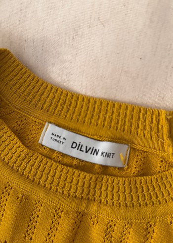 Sarı Kısa Kollu Örgü Bohem Kazak - Görsel 5