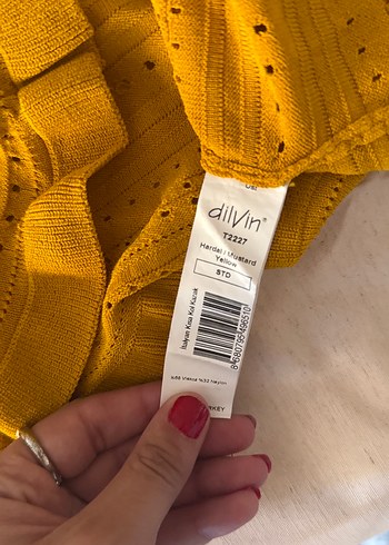 Sarı Kısa Kollu Örgü Bohem Kazak - Görsel 6