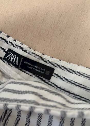 Düğmeli Çizgili Hamile Keten Şort - Görsel 6